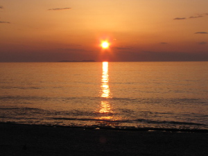 BUCHE MEER Korfu Sonnenuntergang von Taverne