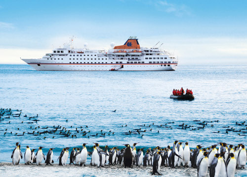 BUCHE MEER SEE MS HANSEATIC mit Pinguinen Hapag-Lloyd Cruises